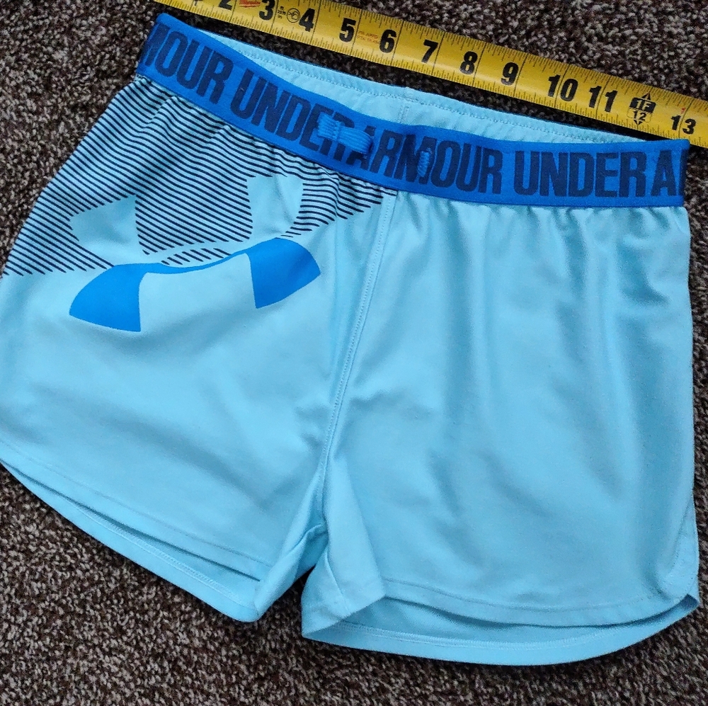 Under Armour Girls' (L) Blue Graphic Play Up Athletic Shorts